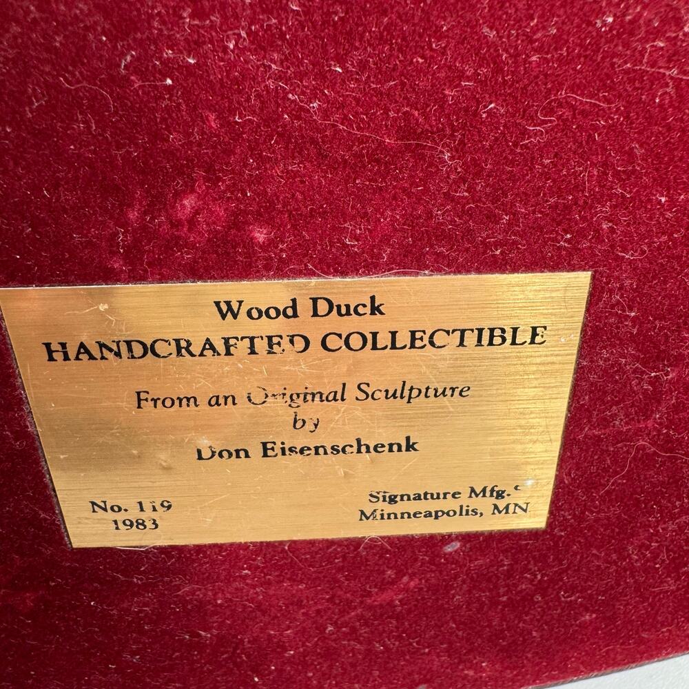 Handcrafted 12" Wooden Duck  1983 Don Eisenschenk #119 Vintage Minneapolis, MN - Picture 3 of 8